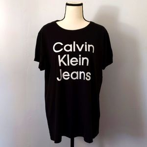Calvin Klein Jeans Logo T-Shirt Women Black Size 2x NWT